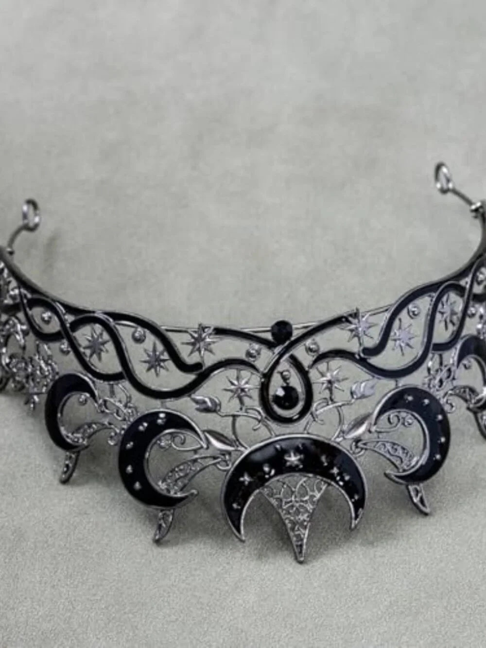 Celestial Queen Rhinestone Crown - Gothic Moon Star Tiara Headpiece for Women,